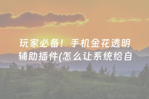 玩家必备！手机金花透明辅助插件(怎么让系统给自己好牌)