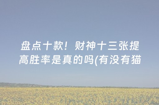 盘点十款！财神十三张提高胜率是真的吗(有没有猫腻)