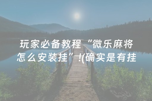 玩家必备教程“微乐麻将怎么安装挂”!(确实是有挂)-抖音