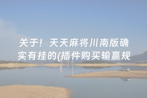 关于！天天麻将川南版确实有挂的(插件购买输赢规律)