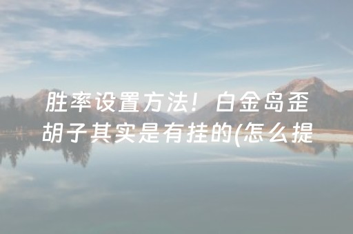 胜率设置方法！白金岛歪胡子其实是有挂的(怎么提高胡牌率)