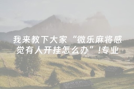 我来教下大家“微乐麻将感觉有人开挂怎么办”!专业师傅带你一起了解（详细教程）-抖音