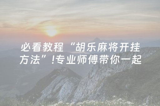 必看教程“胡乐麻将开挂方法”!专业师傅带你一起了解（详细教程）-抖音