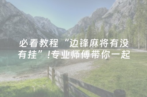 必看教程“边锋麻将有没有挂”!专业师傅带你一起了解（详细教程）-抖音