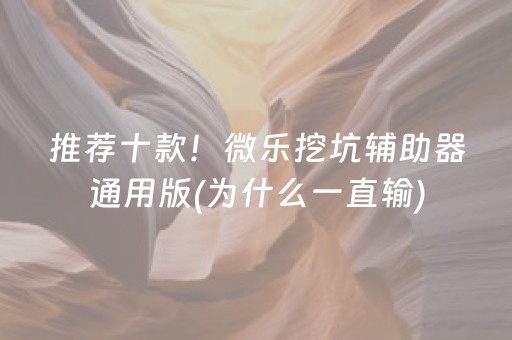 推荐十款！微乐挖坑辅助器通用版(为什么一直输)