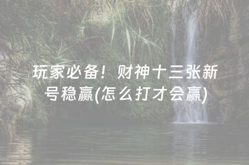 玩家必备！财神十三张新号稳赢(怎么打才会赢)