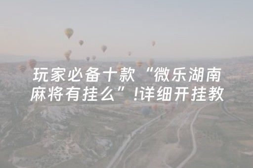 玩家必备十款“微乐湖南麻将有挂么”!详细开挂教程-抖音