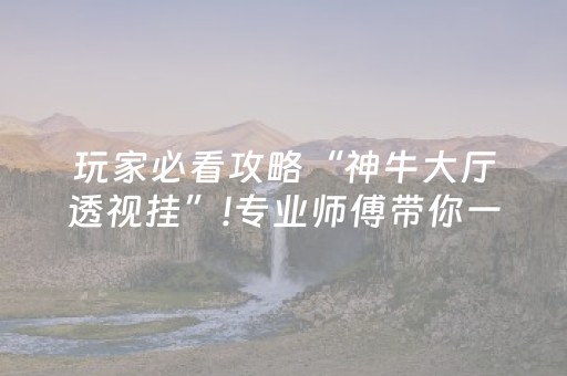 玩家必看攻略“神牛大厅透视挂”!专业师傅带你一起了解（详细教程）-抖音