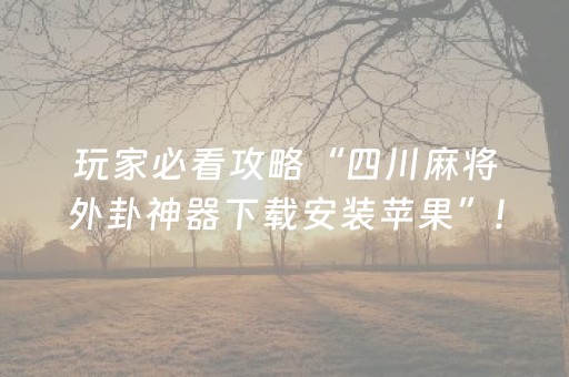 玩家必看攻略“四川麻将外卦神器下载安装苹果”!(其实确实有挂)-抖音