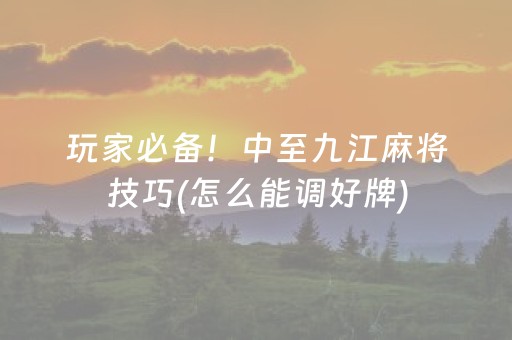 玩家必备！中至九江麻将技巧(怎么能调好牌)
