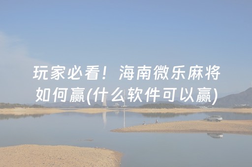 玩家必看！海南微乐麻将如何赢(什么软件可以赢)