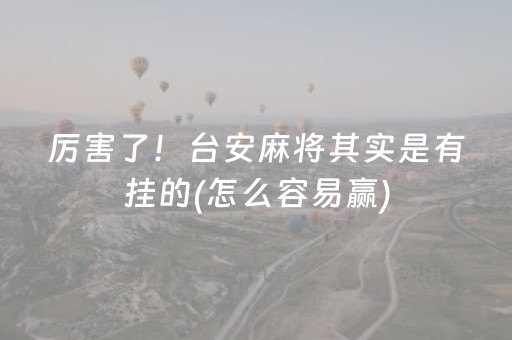 厉害了！台安麻将其实是有挂的(怎么容易赢)