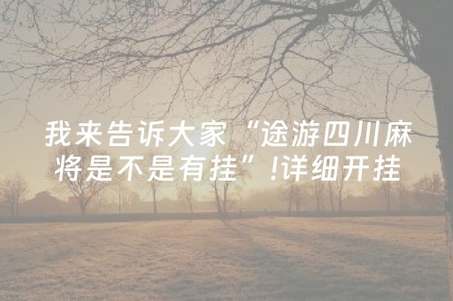 我来告诉大家“途游四川麻将是不是有挂”!详细开挂教程-抖音
