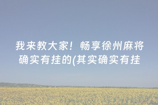 我来教大家！畅享徐州麻将确实有挂的(其实确实有挂)