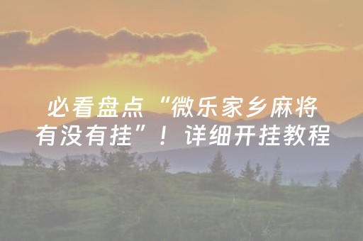 必看盘点“微乐家乡麻将有没有挂”！详细开挂教程（确实真的有挂)-抖音