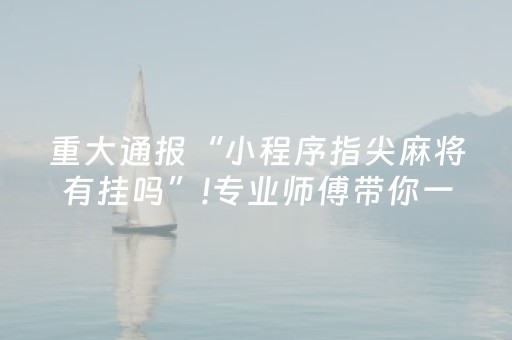 重大通报“小程序指尖麻将有挂吗”!专业师傅带你一起了解（详细教程）-抖音