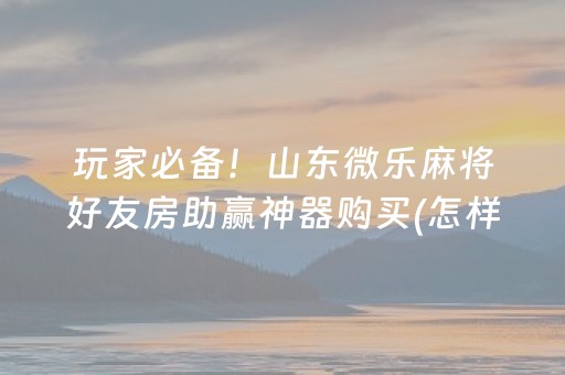 玩家必备！山东微乐麻将好友房助赢神器购买(怎样设置好牌)