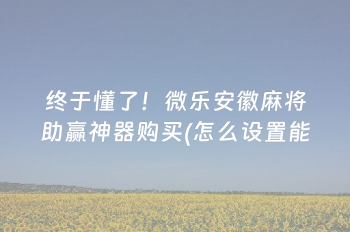 终于懂了！微乐安徽麻将助赢神器购买(怎么设置能有好牌)