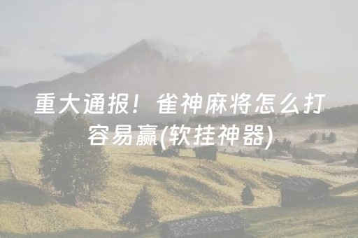重大通报！雀神麻将怎么打容易赢(软挂神器)