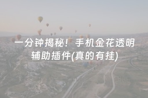 一分钟揭秘！手机金花透明辅助插件(真的有挂)