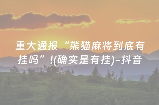 重大通报“熊猫麻将到底有挂吗”!(确实是有挂)-抖音