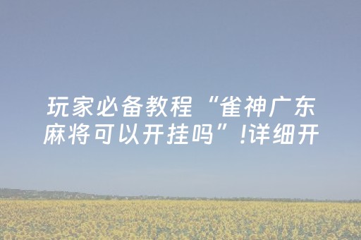 玩家必备教程“雀神广东麻将可以开挂吗”!详细开挂教程-抖音