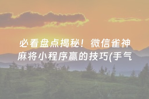 必看盘点揭秘！微信雀神麻将小程序赢的技巧(手气一直很差)