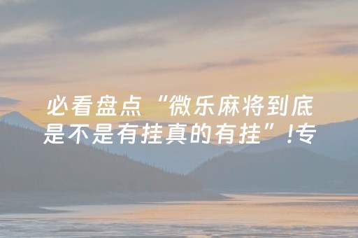 必看盘点“微乐麻将到底是不是有挂真的有挂”!专业师傅带你一起了解（详细教程）-抖音