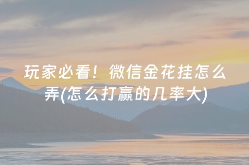 玩家必看！微信金花挂怎么弄(怎么打赢的几率大)