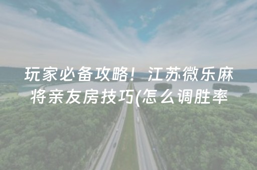 玩家必备攻略！江苏微乐麻将亲友房技巧(怎么调胜率)