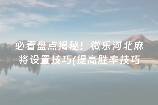 必看盘点揭秘！微乐河北麻将设置技巧(提高胜率技巧)