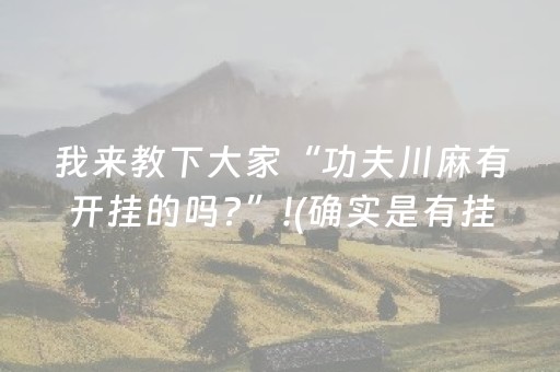 我来教下大家“功夫川麻有开挂的吗?”!(确实是有挂)-抖音