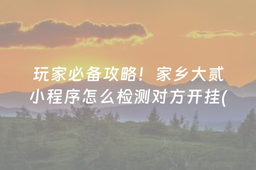 玩家必备攻略！家乡大贰小程序怎么检测对方开挂(怎么才能来好牌)