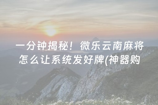 一分钟揭秘！微乐云南麻将怎么让系统发好牌(神器购买好牌规律)