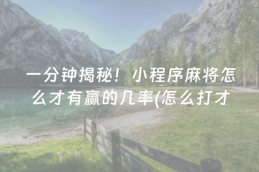 一分钟揭秘！小程序麻将怎么才有赢的几率(怎么打才会赢)