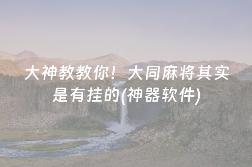 大神教教你！大同麻将其实是有挂的(神器软件)