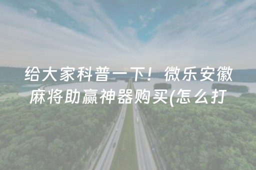 给大家科普一下！微乐安徽麻将助赢神器购买(怎么打才赢)