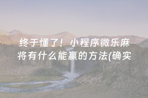 终于懂了！小程序微乐麻将有什么能赢的方法(确实是有挂)