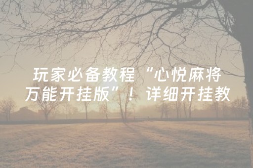 玩家必备教程“心悦麻将万能开挂版”！详细开挂教程（确实真的有挂)-抖音