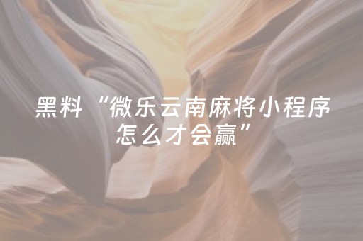 黑料“微乐云南麻将小程序怎么才会赢”（专用神器)