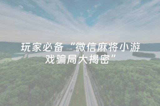 玩家必备“微信麻将小游戏骗局大揭密”（胜率到哪调)