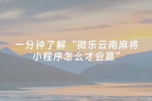 一分钟了解“微乐云南麻将小程序怎么才会赢”（做弊器软件下载)