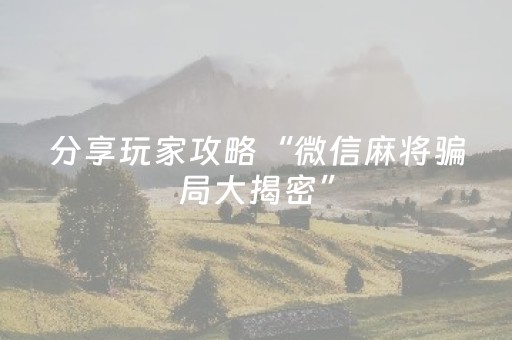 分享玩家攻略“微信麻将骗局大揭密”（赢的技巧规律)