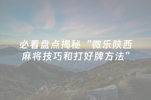 必看教程“麻将机免安装控牌神器（助赢神器通用版）