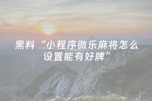 玩家必备教程“微乐河北麻将助赢神器购买（助赢神器通用版）