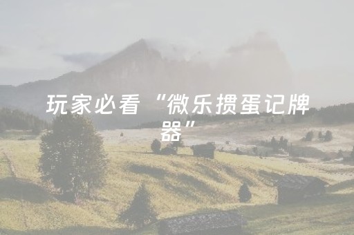玩家实测“微乐辽宁麻将专用神器（助赢神器通用版）