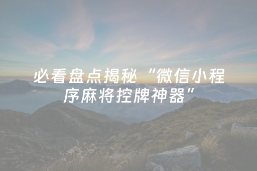 玩家必备教程“微乐陕西麻将三代专用神器（专用辅牌神器免安装）
