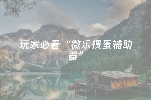 实测教程“乐乐麻将有挂吗（助赢神器通用版）