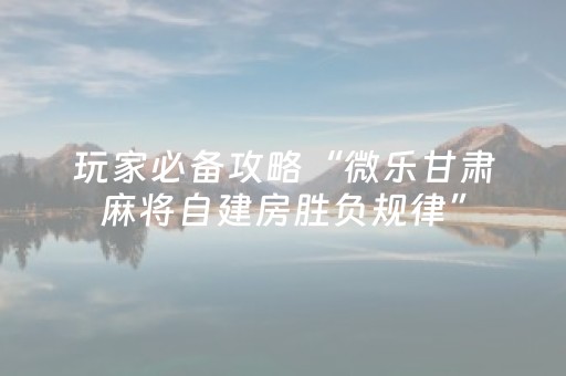 玩家必看攻略“胡乐麻将赢牌诀窍（助赢神器通用版）