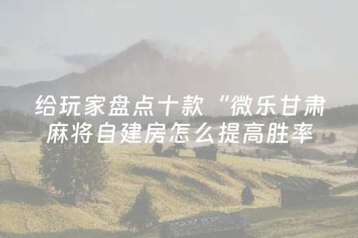 玩家必看攻略“微乐跑得快怎么调胜率（助赢神器通用版）